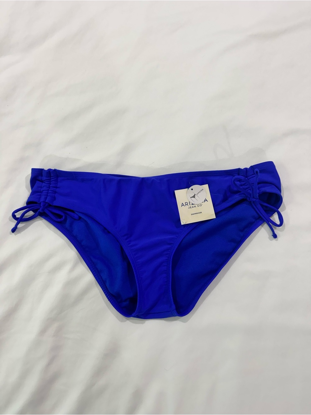 Arizona Jean Co Royal Blue Ruched Side Swim Bikini Bottoms XL NWT